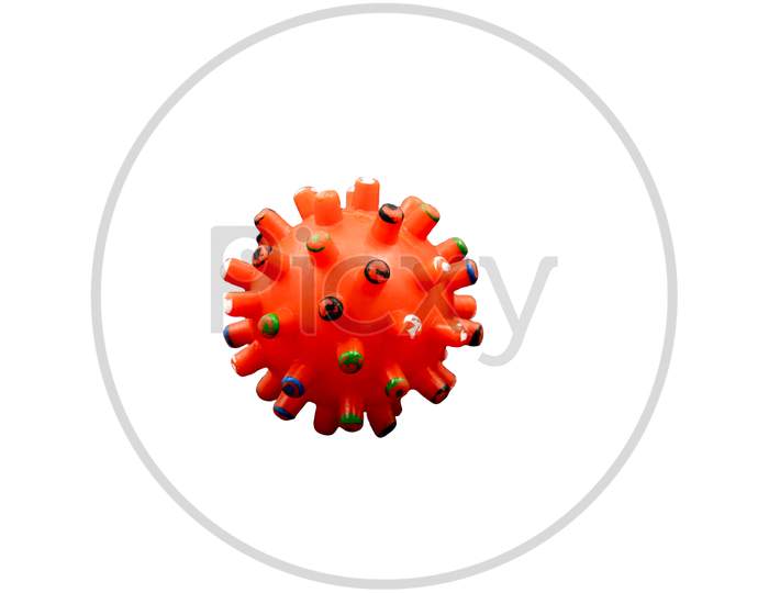 Isolated Coronavirus Mockup Orange Color On White Background.
