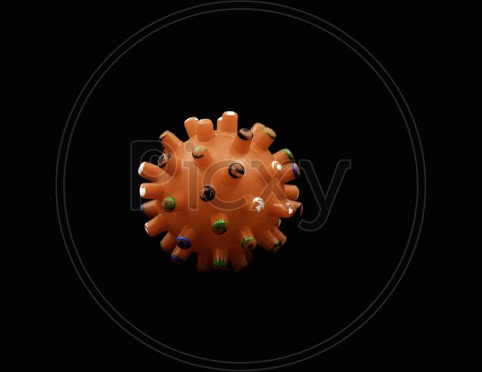 Isolated Coronavirus Mockup Orange Color On Black Background.