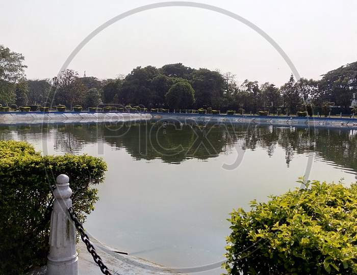 Parks of Kolkata with green natural vegetation and Pond