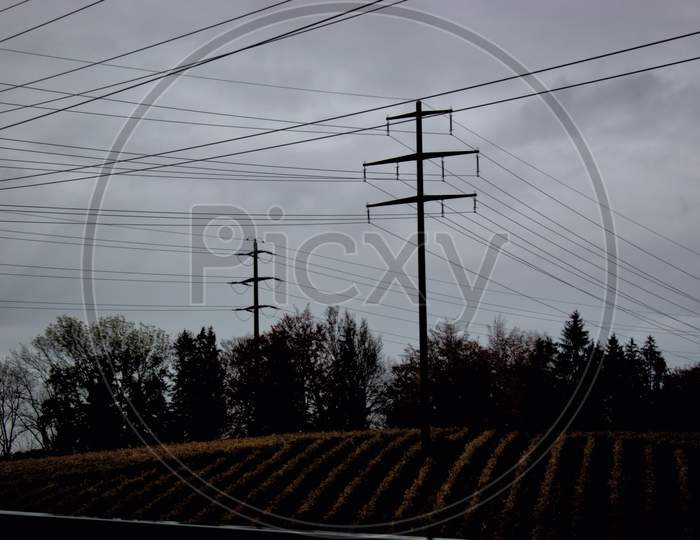 Power pole and bad weather in Switzerland 29.10.2020