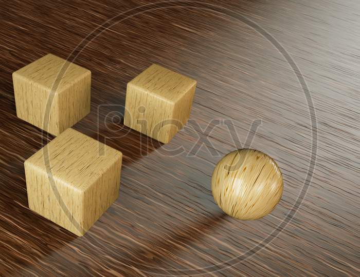 Cubes Descend Downwards Against A Sphere Like As Race