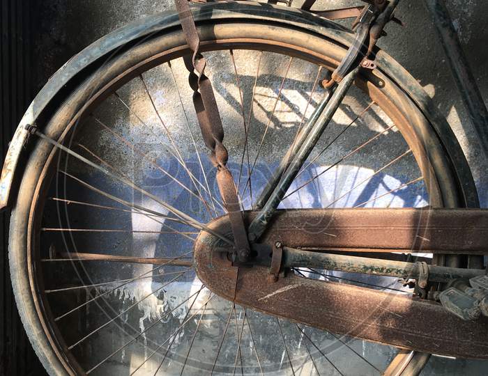 Close view of cycle with light and shade