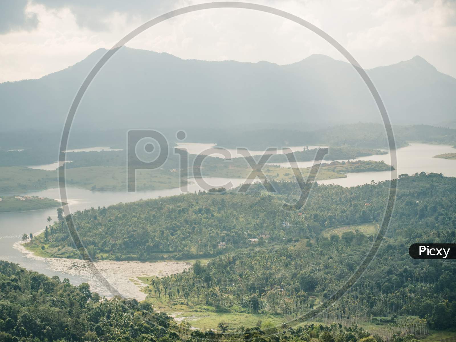 Landscape View Of Karapuzha Dam From The Top Of Manjapaara Hill In Ambalavayal, Wayanad. Background For Posters.