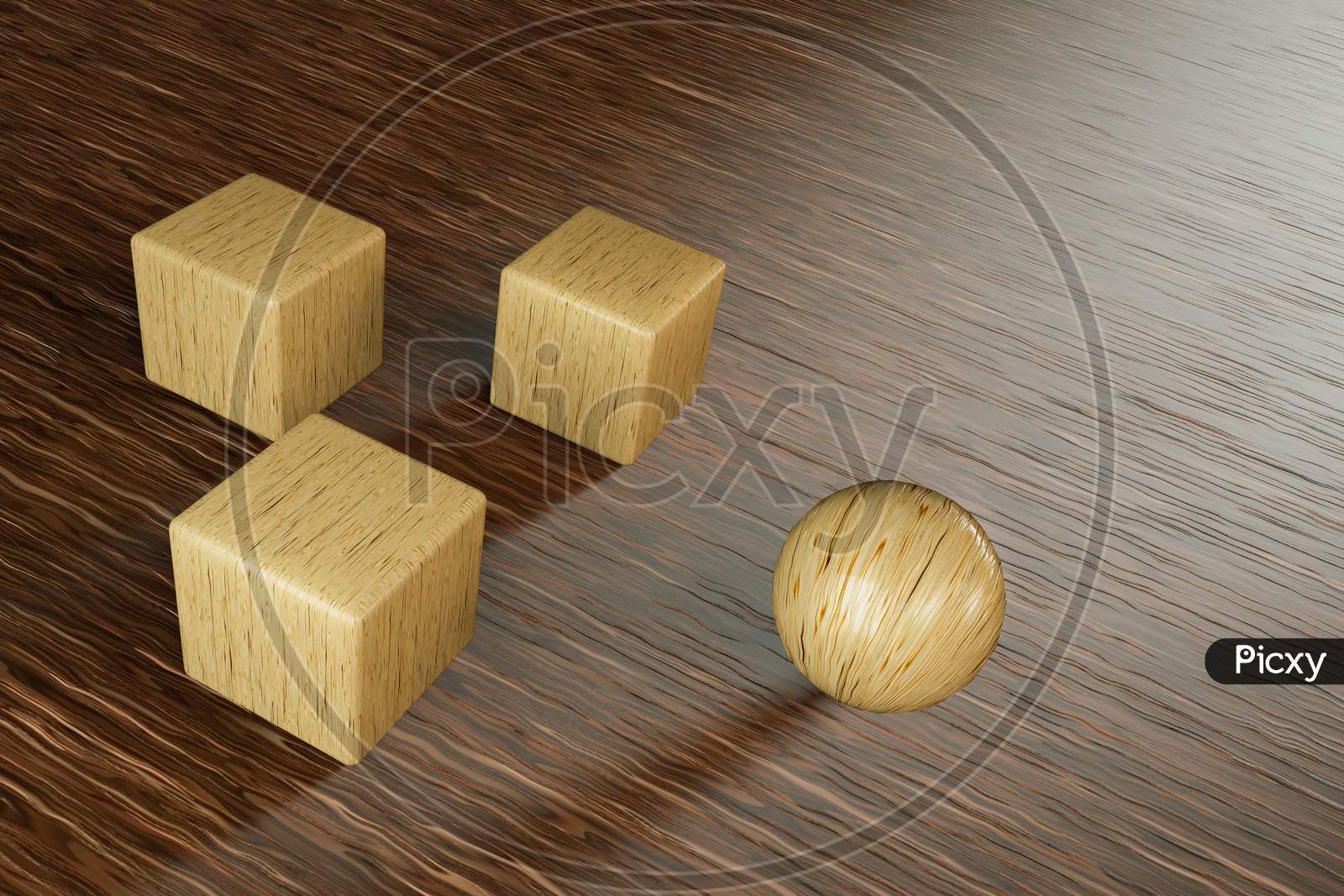 Cubes Descend Downwards Against A Sphere Like As Race