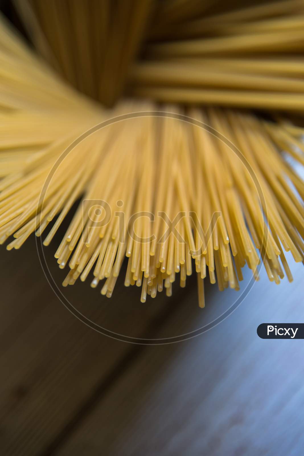 Close up of raw spaghetti pasta