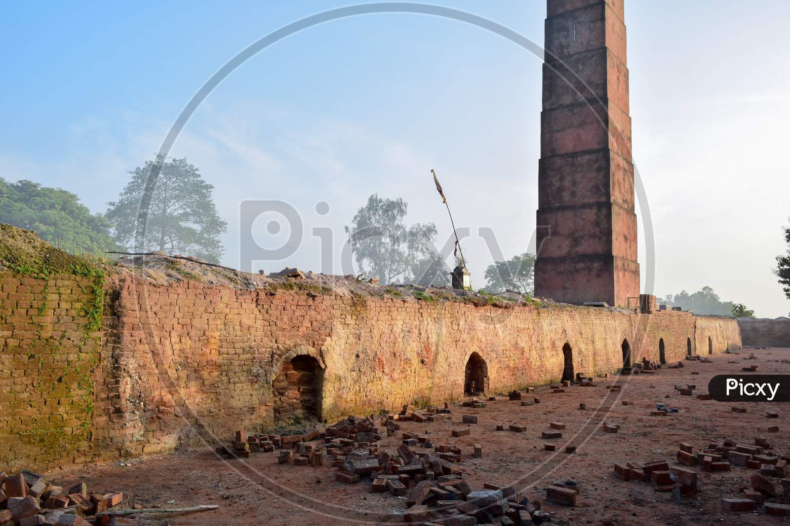 The view of old brick factory in rural Bengal
