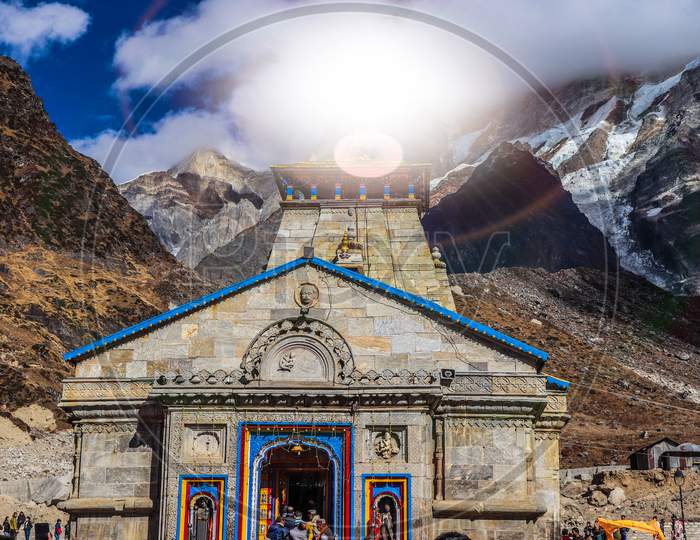Temple click and background scenic view Kedarnath Uttarakhand heaven india