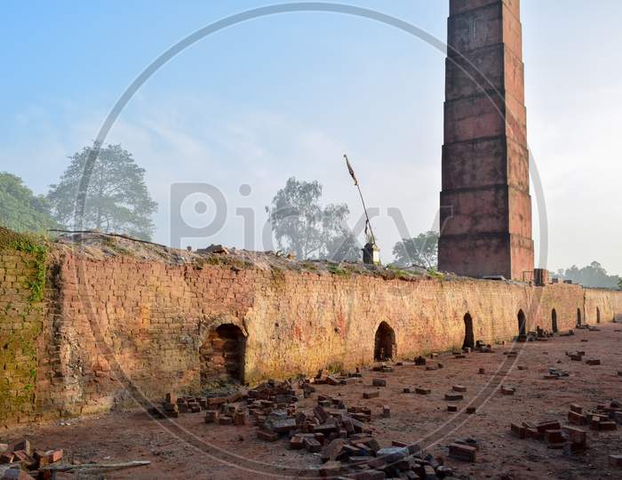 The view of old brick factory in rural Bengal