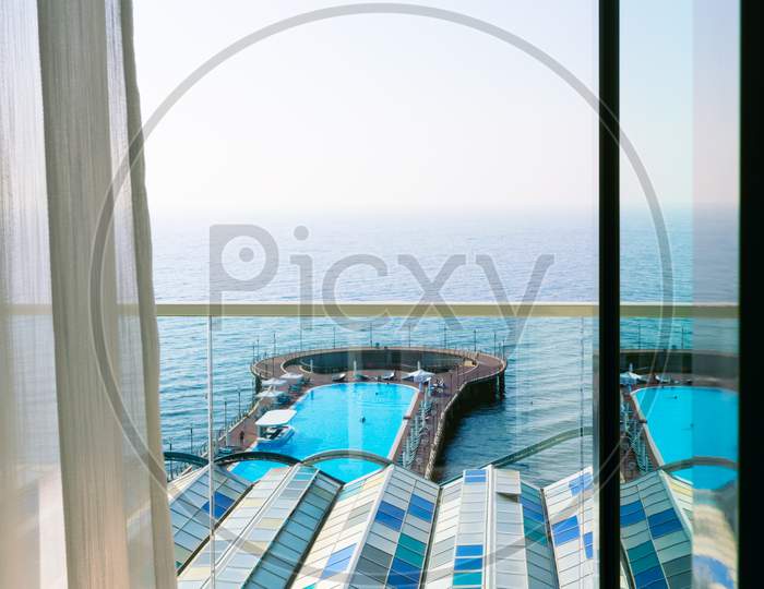 18Th October, 2020. Shekvetili. Georgia. Paragrapgh Hotel Five Star Hotel Luxury Room Balcony Sea View And Pool Area.