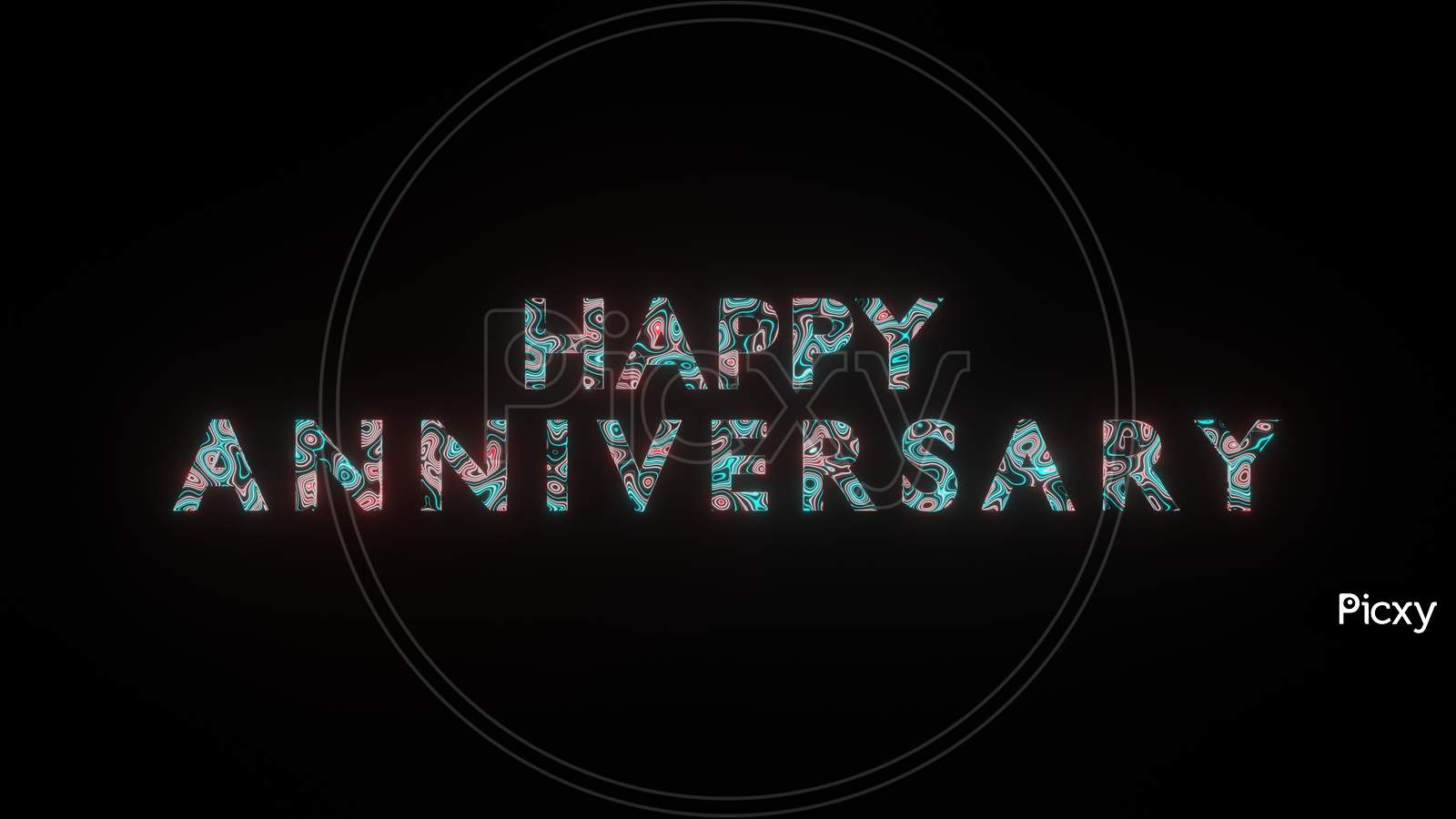 3D Illustration Graphic Of Beautiful Texture Or Pattern On The Text Happy Anniversary, Isolated On Black Background.