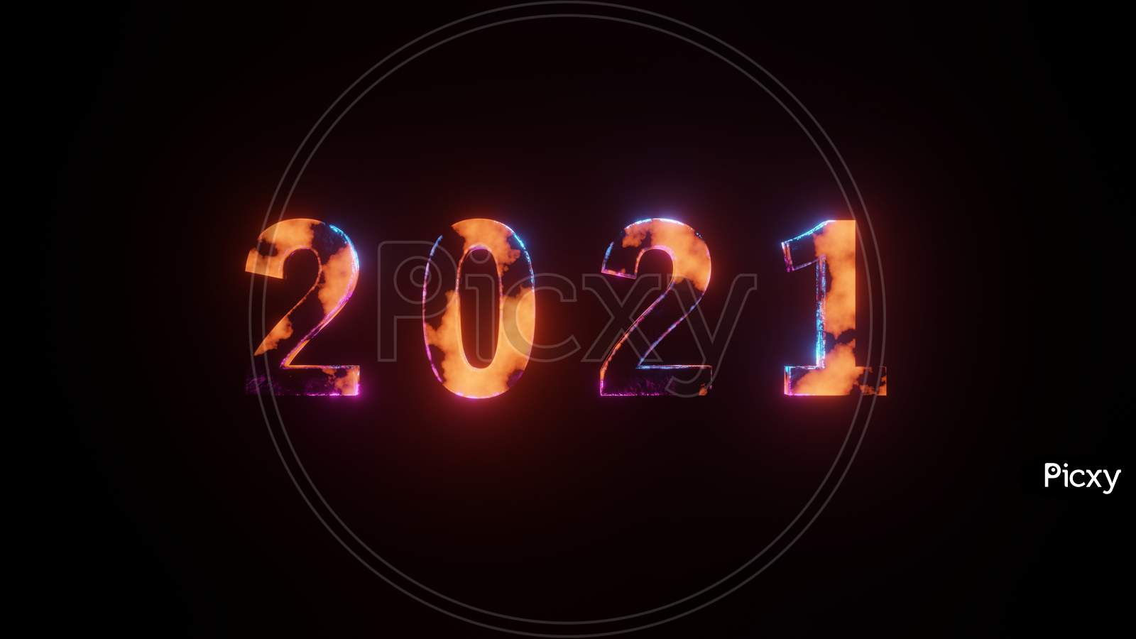 Happy New Year Theme - 3D Illustration Graphic Of Textured 2021 Number Or Text Isolated On Black Background.