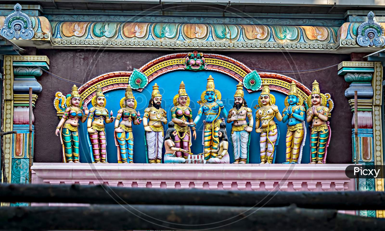 God Rama's marriage scene at Panchamukha Anjaneya temple, Pondic