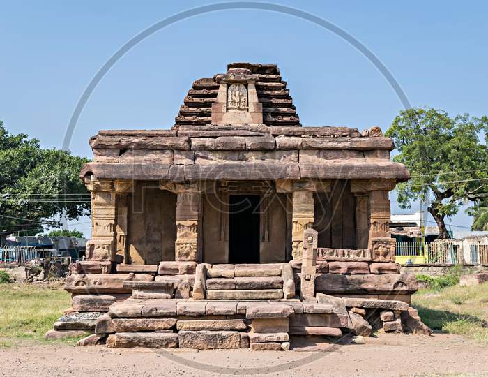 Ancient 8th century carved stone temple of Aihole, Karnataka,