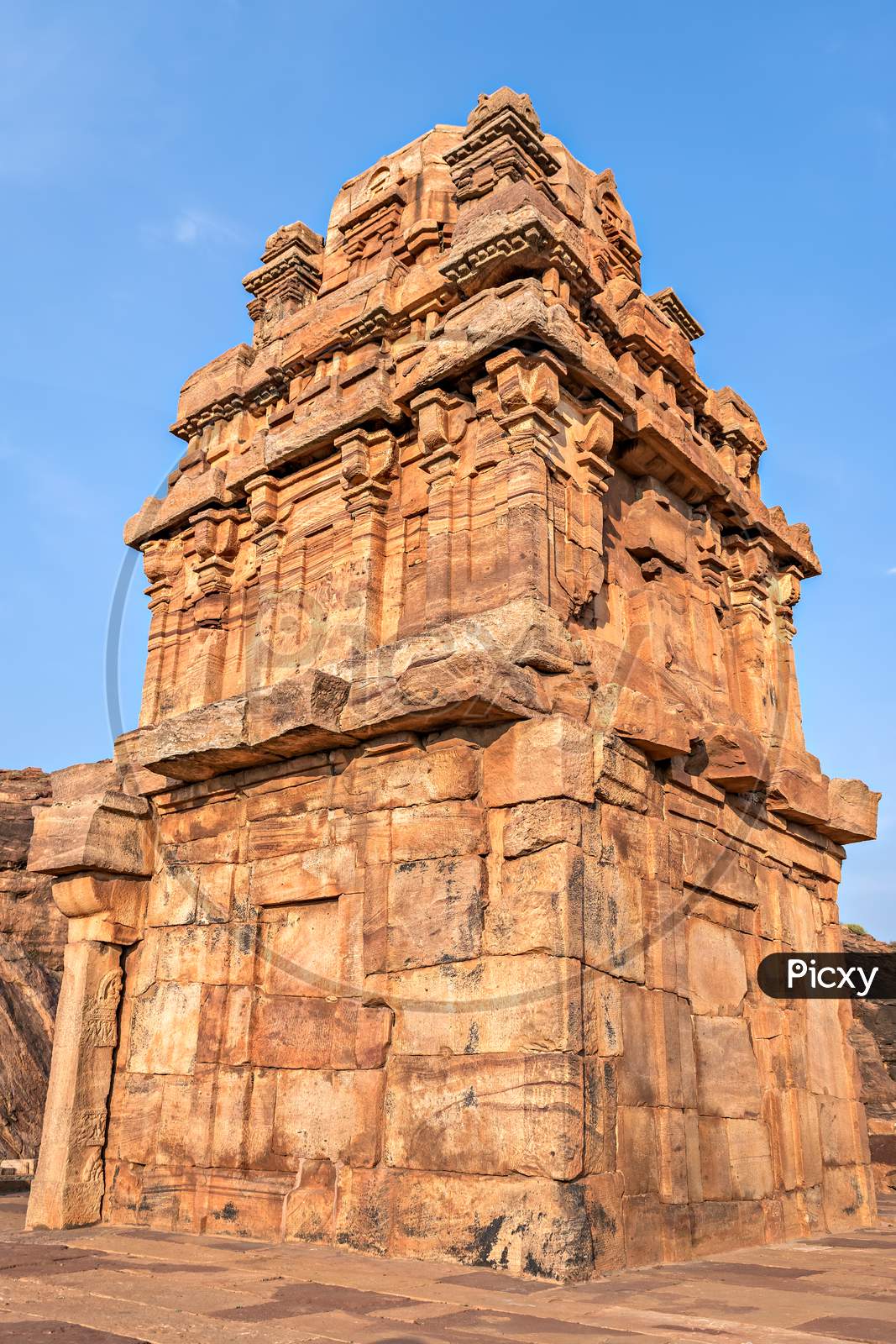 Close Up Image Of Lower Shivalaya Temple, North Badami Fort, Karnataka India.