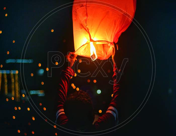 Diwali delight lantern sky