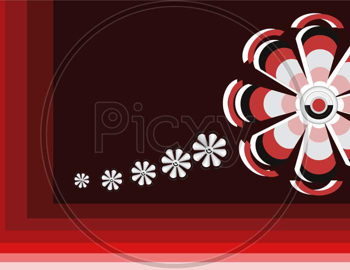 Red Shading Background Wallpaper, Having Abstract Flowers.