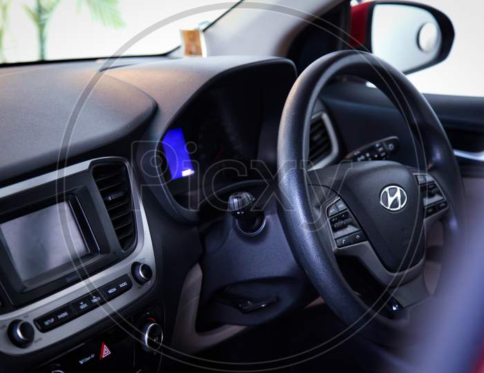 Hyundai Verna interior from close-up