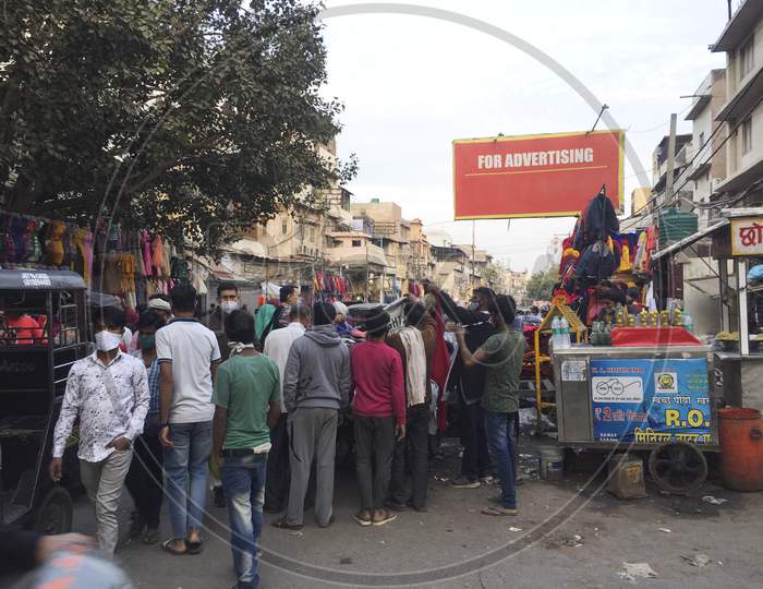 Old Delhi, India - 22 November 2020: old delhi Bazaar - Market Near Jama Masjid, Old Delhi