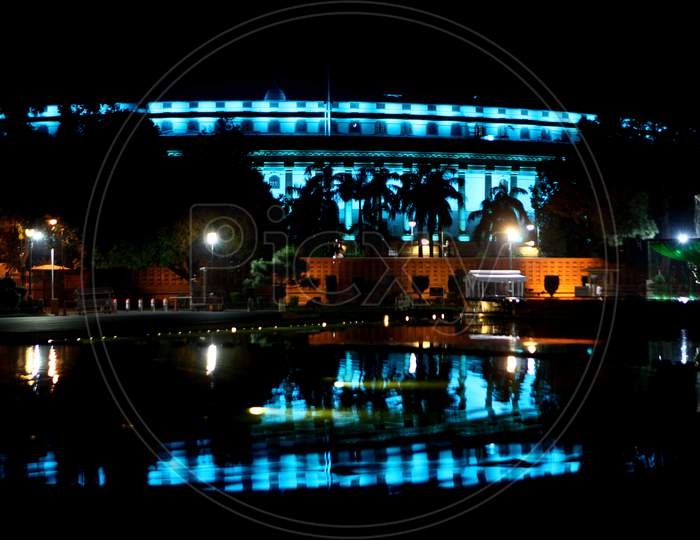 Parliament House, Along With   ,North Block And South Block And Rashtrapati Bhawan Light Up In Blue  On The Occassion Of World Children"S Day On Friday 20Th November 2020,  To Bring The Spotlight On Climate Change And Impact Of Covid-19 On Children.