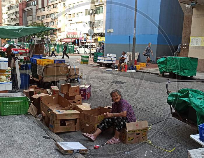 Cardboard collector, hongkong