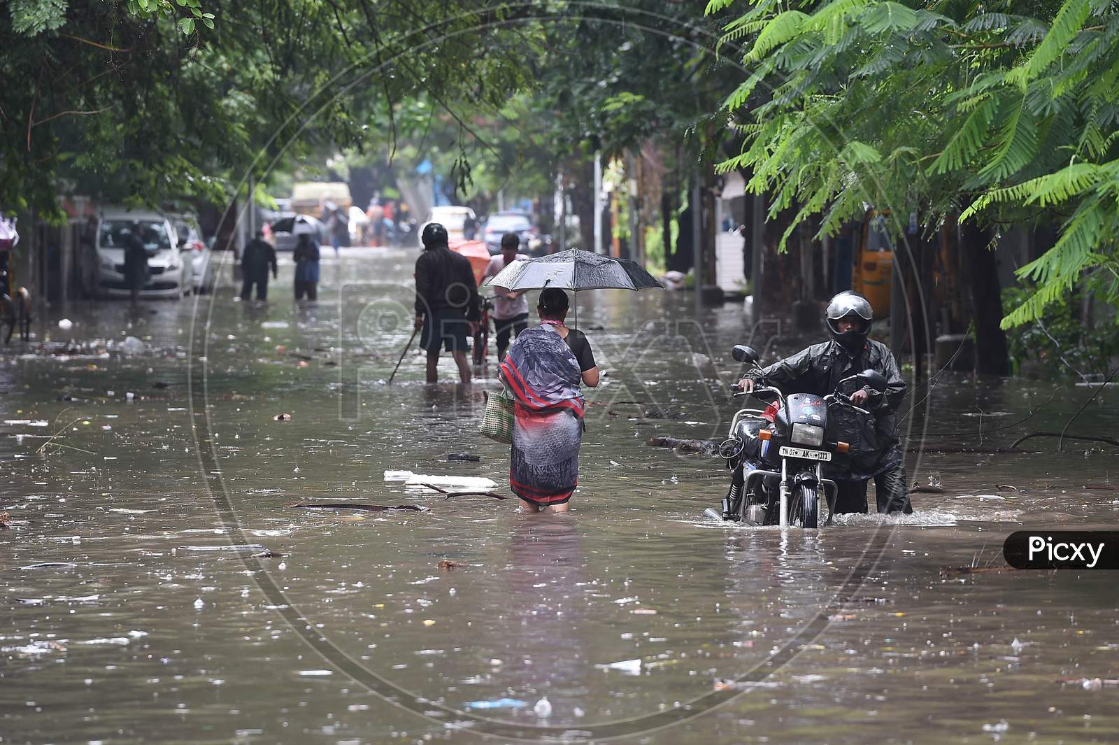 Waterlogged Road During Heavy Rain Triggered By Cyclone Nivar, In Chennai, Tuesday, Nov. 24, 2020