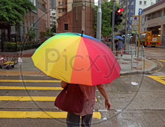 On a rainy day in hongkong