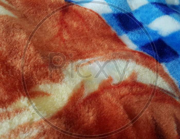 Closeup Macro View Of Colorful Soft Blanket