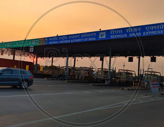 Close Up View Of National Highway Toll Booth.