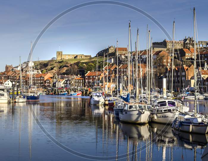 Whitby North Yorkshire 12 December 2017 Whitby Harbour is a working harbour on the east coast of North Yorkshire. .
