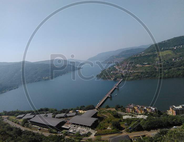 Beautiful aerial view of Lavasa lake