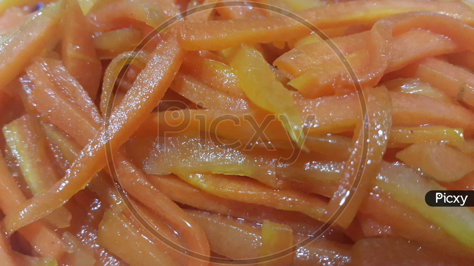 Closeup View With Selective Focus Of Boiled Carrots.