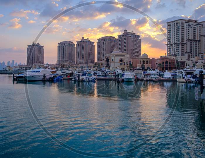 The pearl Marina in Doha Qatar daylight view
