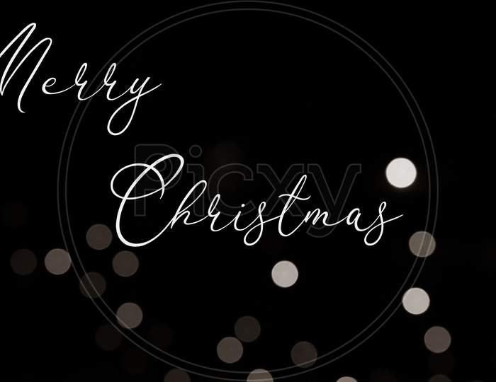 Merry Christmas wish greeting poster banner card on black background