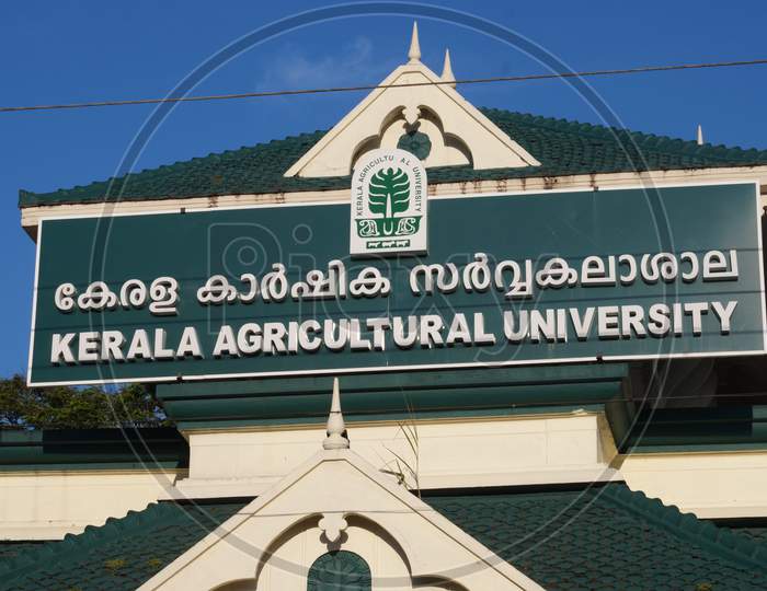 Thrissur, Kerlala, India - 11/20/2020: Kerala Agriculture University Sign Board