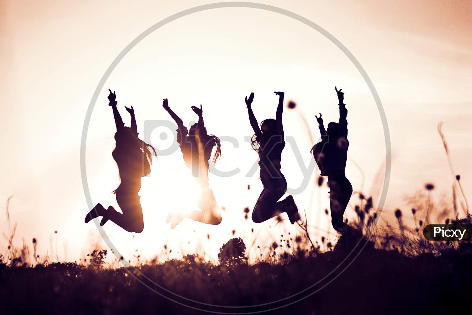 Silhouette Of Youngster Celebration Against The Sky . Happy Woman Wallpapers .