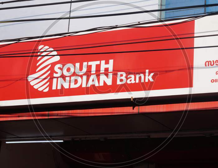 Thrissur, Kerlala, India - 11/20/2020: South Indian Bank Sign Board
