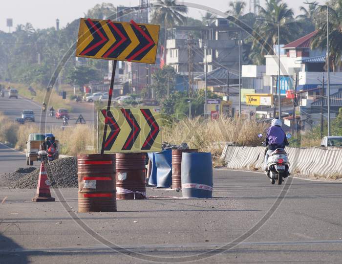 Mannuthy, Thrissur, Kerlala, India - 11/20/2020: Road Repair Works Held On National Highway 544