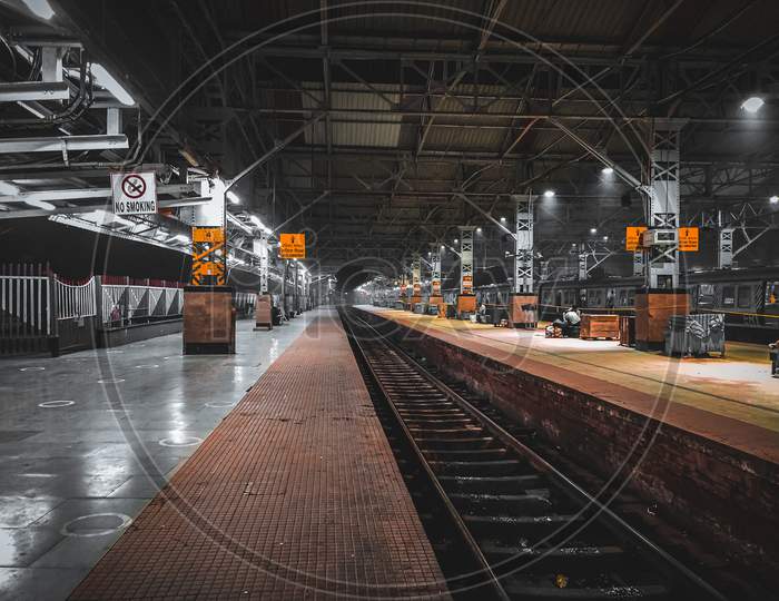 No people are present in India's one of the busiest rail station during the pandemic situation , Sealdah, India, November 21, 2020