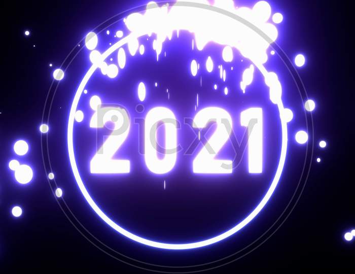 Happy New Year 2021 Presentation Theme, New Year 2021 Background, 3D Text With Illuminating Light, 4K High Quality, 3D Render