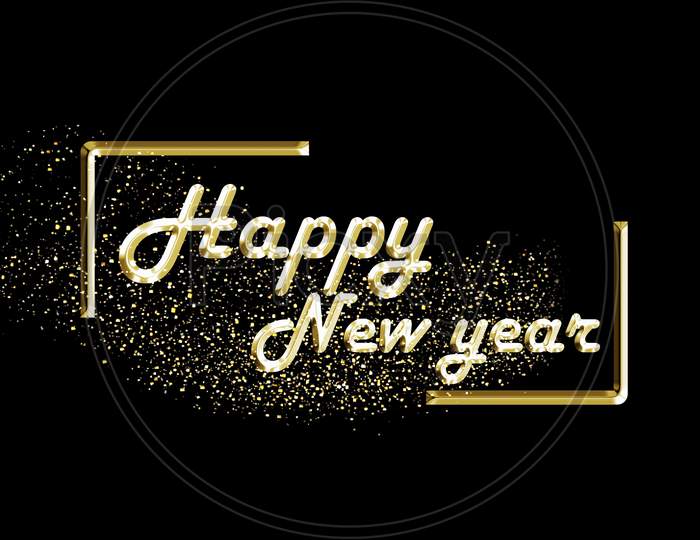 Happy New Year Presentation Theme, 3D Text With Nice Golden Particles, New Year Background, 4K High Quality, 3D Render