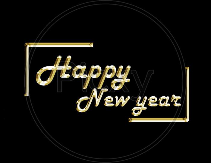 Happy New Year Presentation Theme, 3D Text With Nice Golden Texture, New Year Background, 4K High Quality, 3D Render