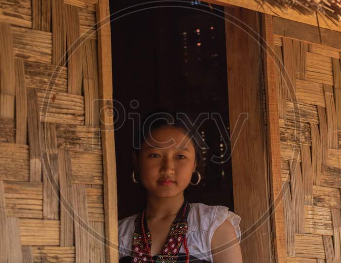 Portrait of a young tribal Naga women