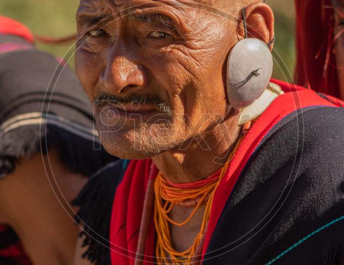 Portrait of an old Naga tribseman