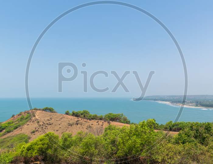 Panoramic View Of Beautiful Arabian Sea From Chapora Fort, Goa, India
