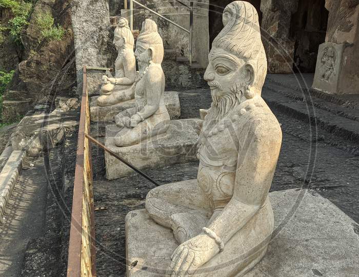 Budist monks sculptures in undavalli caves
