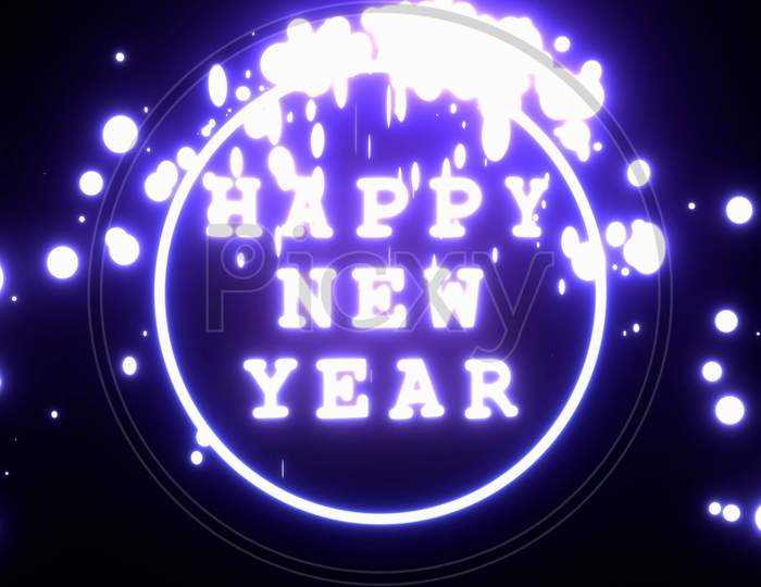 Happy New Year Presentation Theme, New Year Background, 3D Text With Illuminating Light, 4K High Quality, 3D Render