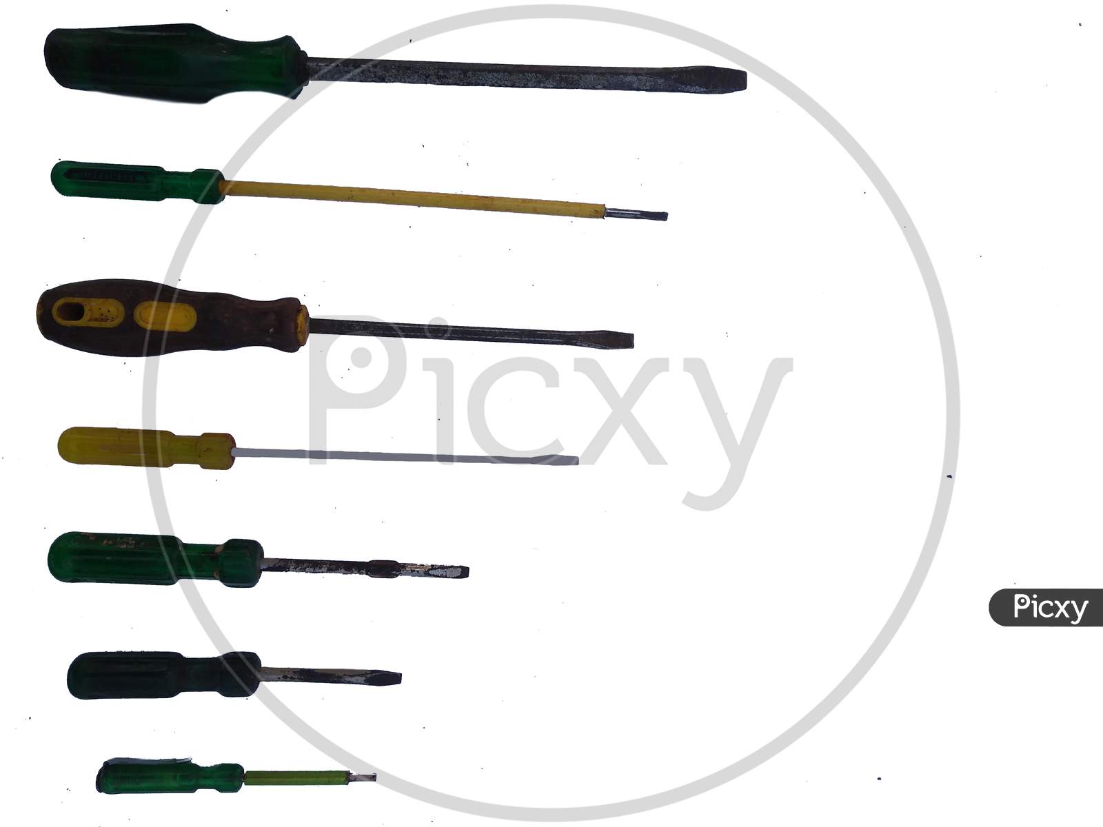 Different Sizes Of Screwdriver Isolated On White Background.