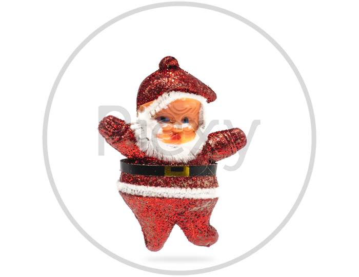Santa Claus Toy On White Background. Christmas Decoration