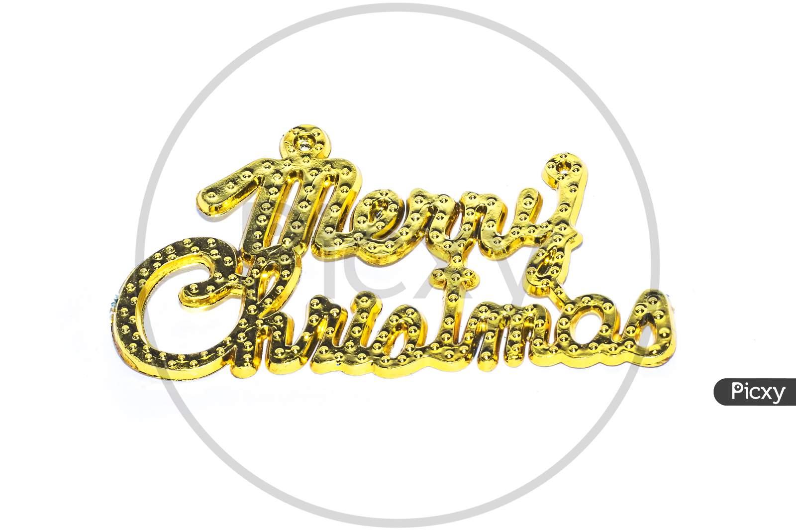 Merry Christmas Golden Text On White Background