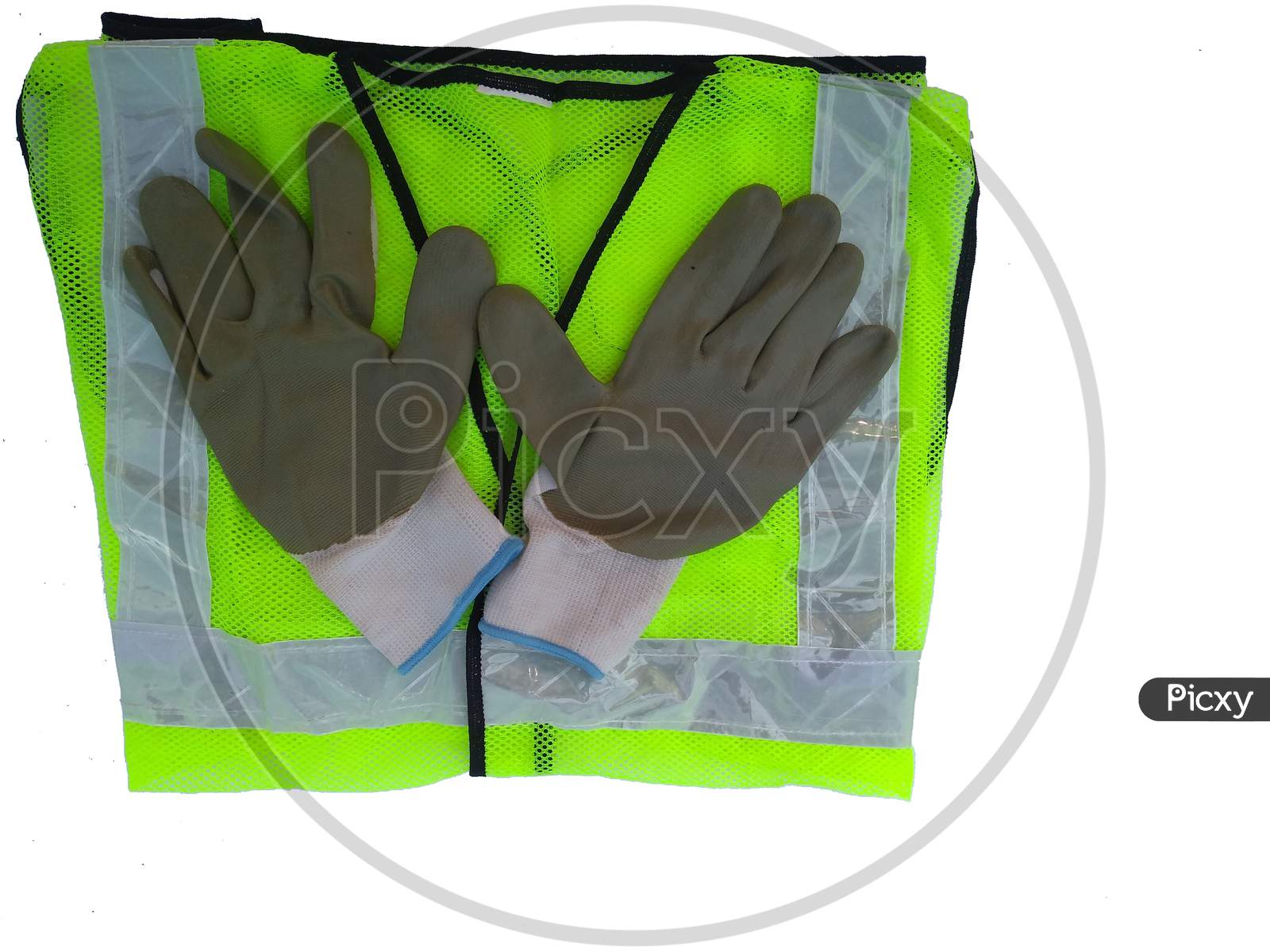 Standard Construction Safety Equipment On White Backgrounds. Top View
